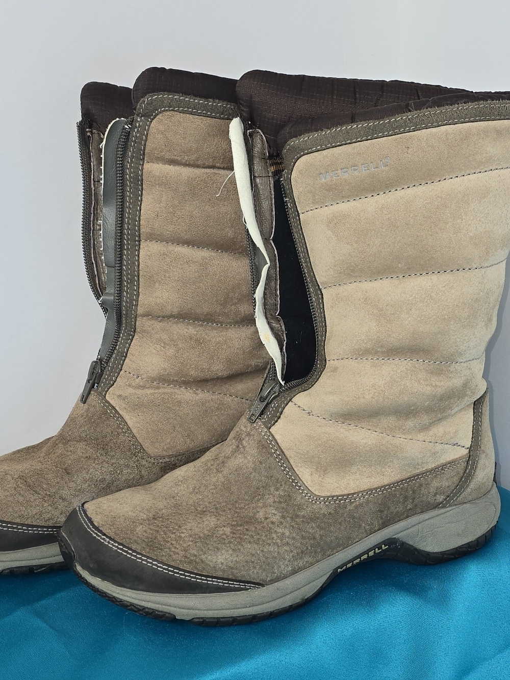 Merrell Women's Taupe Suede Zip Mid-Calf Winter Boots